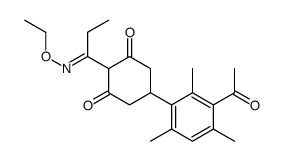 1-(4-(3-acetyl-2,4,6-trimethylphenyl)-2,6-cyclohexanedionyl)-O-ethyl propionaldehyde oxime Structure