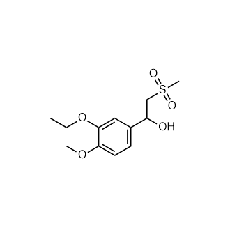 1-(3-乙氧基-4-甲氧基苯基)-2-(甲基磺酰基)乙醇结构式