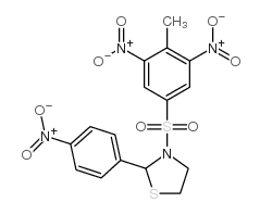 (9CI)-3-[(4-甲基-3,5-二硝基苯基)磺酰基]-2-(4-硝基苯基)-噻唑烷结构式
