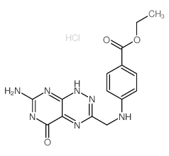ethyl 4-[(9-amino-7-oxo-2,3,5,8,10-pentazabicyclo[4.4.0]deca-2,4,8,11-tetraen-4-yl)methylamino]benzoate结构式