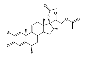 2-bromo-6beta-fluoro-17,21-dihydroxy-16beta-methylpregna-1,4,9(11)-triene-3,20-dione 17,21-di(acetate)结构式