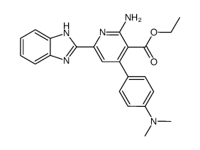 2-amino-6-(1H-benzoimidazol-2-yl)-4-(4-dimethylamino-phenyl)-nicotinic acid ethyl ester Structure