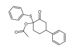 2-oxo-4-phenyl-1-(phenylthio)cyclohexyl acetate Structure
