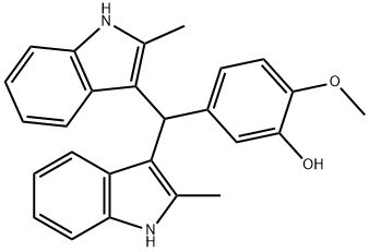 5-[双(2-甲基-1H-吲哚-3-基)甲基]-2-甲氧基苯酚结构式