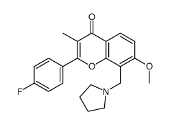 2-(4-fluorophenyl)-7-methoxy-3-methyl-8-(pyrrolidin-1-ylmethyl)chromen-4-one结构式
