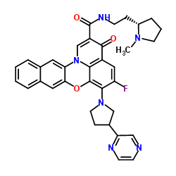 2-(4-((R)-1-甲基吡咯烷-2-基)丁酰基)-6-(3-(吡嗪-2-基)吡咯烷-1-基)-3H-苯并[b]吡啶并[3,2,1-kl]苯噁嗪-3-酮结构式