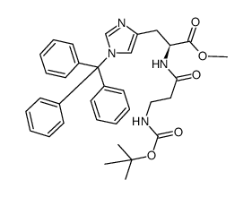 2-(3-tert-butoxycarbonylaminopropionylamino)-3-(1-trityl-1H-imidazol-4-yl)propionic acid methyl ester结构式