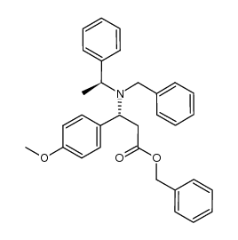 (R)-benzyl 3-(benzyl((S)-1-phenylethyl)amino)-3-(4-methoxyphenyl)propanoate结构式