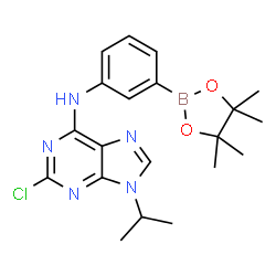 2-CHLORO-9-ISOPROPYL-N-(3-(4,4,5,5-TETRAMETHYL-1,3,2-DIOXABOROLAN-2-YL)PHENYL)-9H-PURIN-6-AMINE结构式