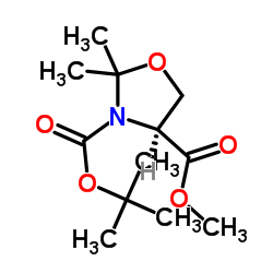 (S)-(-)-3-BOC-4-甲氧羰基-2,2-二甲基-1,3-恶唑烷结构式