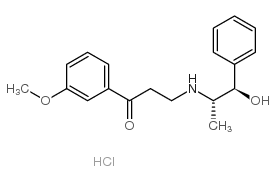 [R-(R*,S*)]-3-[(2-hydroxy-1-methyl-2-phenylethyl)amino]-3'-methoxypropiophenone hydrochloride structure
