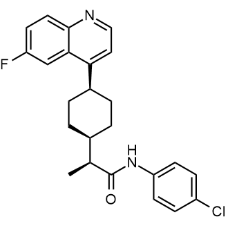 (2S)-N-(4-氯苯基)-2-[顺-4-(6-氟-4-喹啉)环己基]丙酰胺结构式