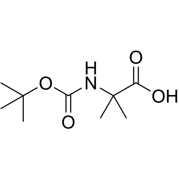 N-叔丁氧羰基-2-甲基丙氨酸结构式