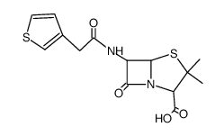 3,3-dimethyl-7-oxo-6-(2-(thiophen-3-yl)acetamido)-4-thia-1-azabicyclo[3.2.0]heptane-2-carboxylic acid Structure