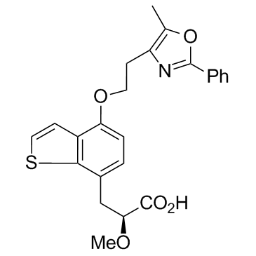 (S)-2-甲氧基-3-[4-[2-(5-甲基-2-苯基恶唑-4-基)乙氧基]苯并[B]噻吩-7-基]丙酸结构式