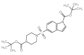 1-Boc-5-(4-叔丁氧基羰基-1-哌嗪)-磺酰基-1H-吲哚结构式