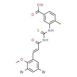BENZOIC ACID, 3-[[[[3-(3,5-DIBROMO-2-METHOXYPHENYL)-1-OXO-2-PROPENYL]AMINO]THIOXOMETHYL]AMINO]-2-METHYL- structure