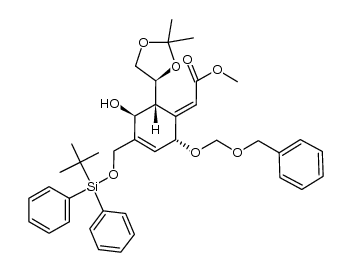 methyl (E)-2-((2R,5S,6R)-2-((benzyloxy)methoxy)-4-(((tert-butyldiphenylsilyl)oxy)methyl)-6-((S)-2,2-dimethyl-1,3-dioxolan-4-yl)-5-hydroxycyclohex-3-en-1-ylidene)acetate Structure