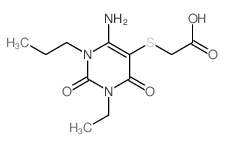Acetic acid,2-[(6-amino-3-ethyl-1,2,3,4-tetrahydro-2,4-dioxo-1-propyl-5-pyrimidinyl)thio]-结构式