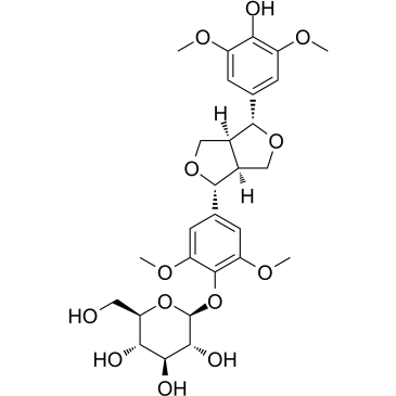 (-)-丁香树脂酚-4-O-β-D-葡萄糖苷结构式