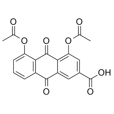 双醋瑞因; 二乙酰大黄酸; 二乙酰二氢蒽羧酸结构式