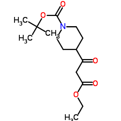N-BOC-4-(2-乙氧羰基乙酰基)哌啶结构式