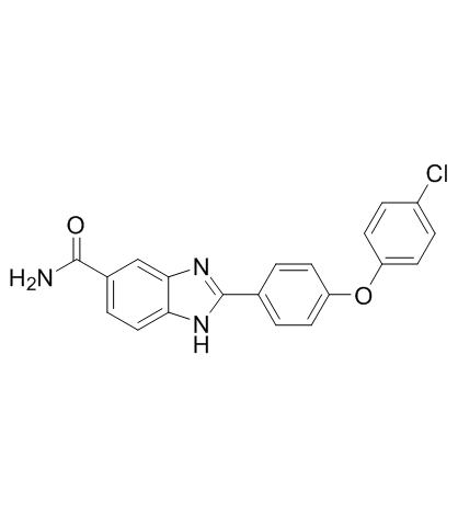 2-(4-(4-CHLOROPHENOXY)PHENYL)-1H-BENZO[D]IMIDAZOLE-5-CARBOXAMIDE结构式