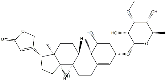 3β-[(6-Deoxy-3-O-methyl-α-D-allopyranosyl)oxy]-1β,14-dihydroxycarda-4,20(22)-dienolide Structure