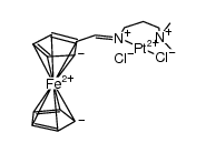 cis-[PtCl2((η5-C5H5)Fe(η5-C5H4-CHN-(CH2)3-N(CH3)2))]结构式