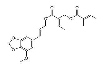 (Z)-2-Methyl-2-butenoic acid (Z)-2-[[3-(7-methoxy-1,3-benzodioxole-5-yl)-2-propenyloxy]carbonyl]-2-butenyl ester Structure
