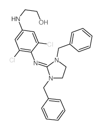 2-[[3,5-dichloro-4-[(1,3-dibenzylimidazolidin-2-ylidene)amino]phenyl]amino]ethanol structure