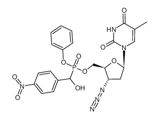 3'-azido-3'-deoxythymidin-5'-yl phenyl hydroxy(4-nitrophenyl)methanephosphonate结构式