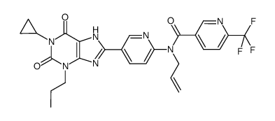 1-cyclopropyl-3-propyl-8-[6-(N-[6-(trifluoromethyl)nicotinoyl]-N-allylamino)-3-pyridyl]xanthine Structure