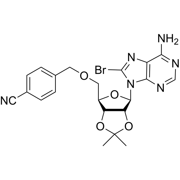 8-溴-5'-O-[(4-氰基苯基)甲基]-2',3'-O-(异丙亚基)腺苷结构式