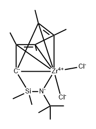 Dimethylsilyl(t-butylamido)tetramethycyclopentadienyl zirconium dichloride structure