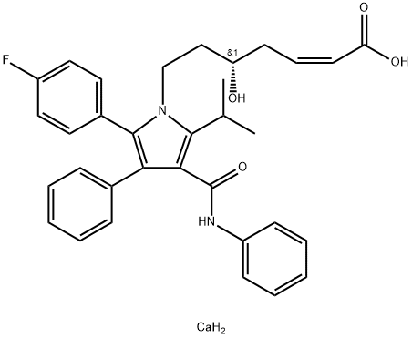 (S,E)-7-(2-(4-fluorophenyl)-5-isopropyl-3-phenyl-4-(phenylcarbamoyl)-1H-pyrrol-1-yl)-5-hydroxyhept-2-enoic acid calcium(II) Structure