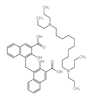 4-[(3-carboxy-2-hydroxy-naphthalen-1-yl)methyl]-3-hydroxy-naphthalene-2-carboxylic acid; N,N,N,N-tetrapropyldecane-1,10-diamine结构式