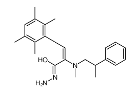 (E)-2-[methyl(2-phenylpropyl)amino]-3-(2,3,5,6-tetramethylphenyl)prop-2-enehydrazide Structure