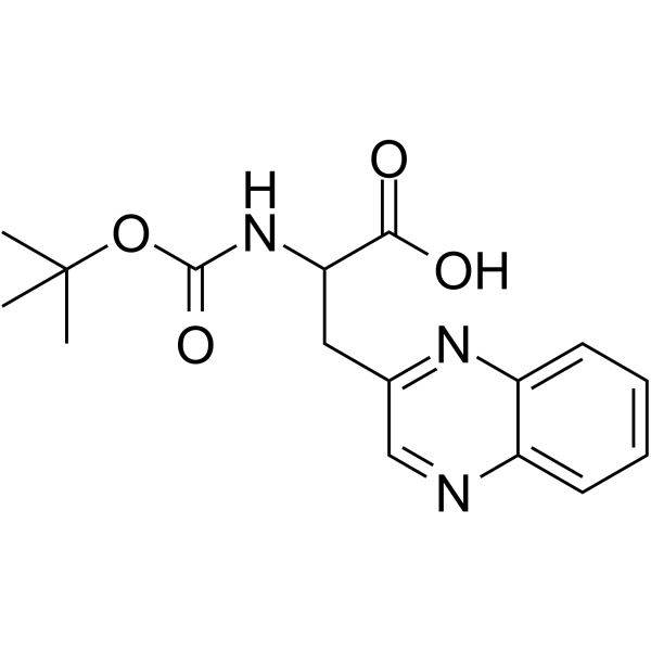 (+/-)-2-(TERT-BUTYLOXYCARBONYL)AMINO-3-(2-QUINOXALYL)-PROPANIC ACID结构式