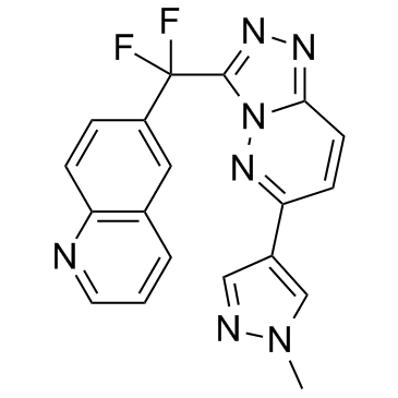 6-[二氟[6-(1-甲基-1H-吡唑-4-基)-1,2,4-三唑并[4,3-b]哒嗪-3-基]甲基]喹啉结构式