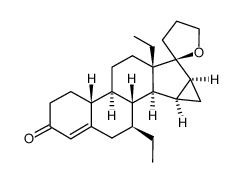 7β-ethyl-18-methyl-15β,16β-methylene-19-nor-20-spirox-4-en-3-one结构式