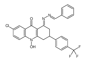 7-Chloro-10-hydroxy-3-[4-(trifluoromethyl)phenyl]-1-[(benzylideneamino )imino]-1,3,4,10-tetrahydro-9(2H)-acridinone结构式