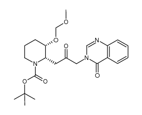 (2S,3S)-2-[2-oxo-3-(4-oxo-4H-quinazolin-3-yl)propyl]-3-methoxymethoxypiperidine-1-carboxylic acid tert-butyl ester Structure
