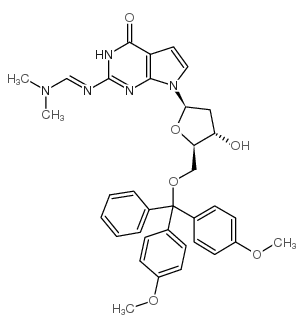 5'-o-(dimethoxytrityl)-n2-(dimethylaminomethylidene)-7-deaza-2'-deoxyguanosi ne结构式