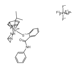 [(η6-p-cymene)Ru(ethylenediamine)(2-mercaptobenzanilide(-1H))]PF6 Structure
