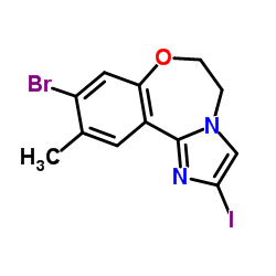 9-溴-2-碘-10-甲基-5,6-二氢苯并[F]咪唑并[1,2-D][1,4]氧氮杂结构式