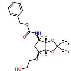 ((3aS,4R,6S,6aR)-6-(2-羟基乙氧基)-2,2-二甲基四氢-3aH-环戊二烯并[d][1,3]二氧杂环戊烯-4-基)氨基甲酸苄酯结构式