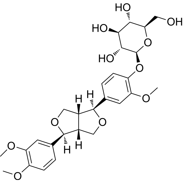 (+)-Pinoresinol monomethyl ether O-β-D-glucoside Structure