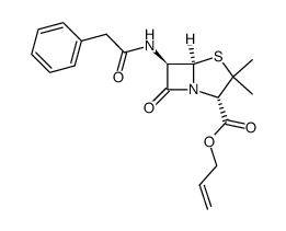 2-propenyl (3S,5R,6R)-2,2-dimethyl-6-(phenylacetamido)-7-oxopenam-3-carboxylate结构式