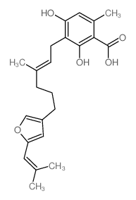 2,4-dihydroxy-6-methyl-3-[(E)-3-methyl-6-[5-(2-methylprop-1-enyl)furan-3-yl]hex-2-enyl]benzoic acid结构式